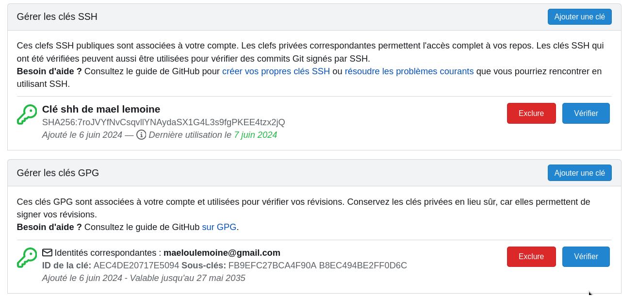 Clé PGP et SSH Codeberg Maël